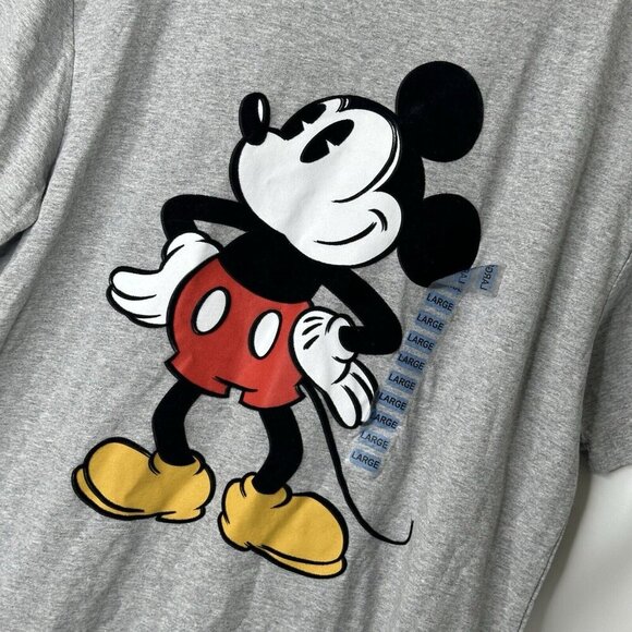 Disney Men's T-Shirt Sz L Mickey Mouse Heather Gray Graphic Tee NEW Short Sleeve - Picture 3 of 7